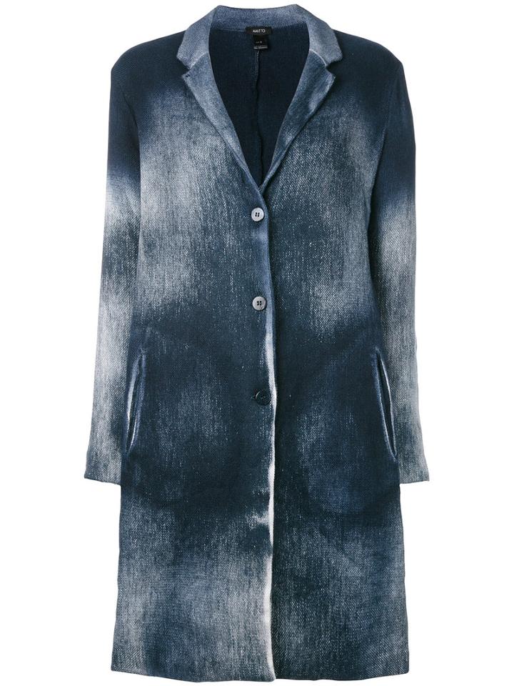 Avant Toi - Overdyed Knitted Coat - Women - Cotton/linen/flax/polyamide/cashmere - M, Women's, Blue, Cotton/linen/flax/polyamide/cashmere