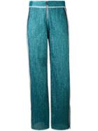 Aviù - Lurex Side-stripe Trousers - Women - Polyester/polyamide/cotton/spandex/elastane - 44, Blue, Polyester/polyamide/cotton/spandex/elastane