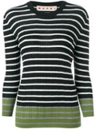 Marni Striped Contrast Sweater, Women's, Size: 44, Black, Virgin Wool