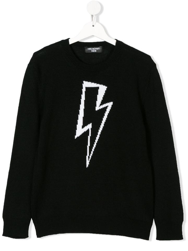 Neil Barrett Kids Teen Lightning Bolt Jumper - Black