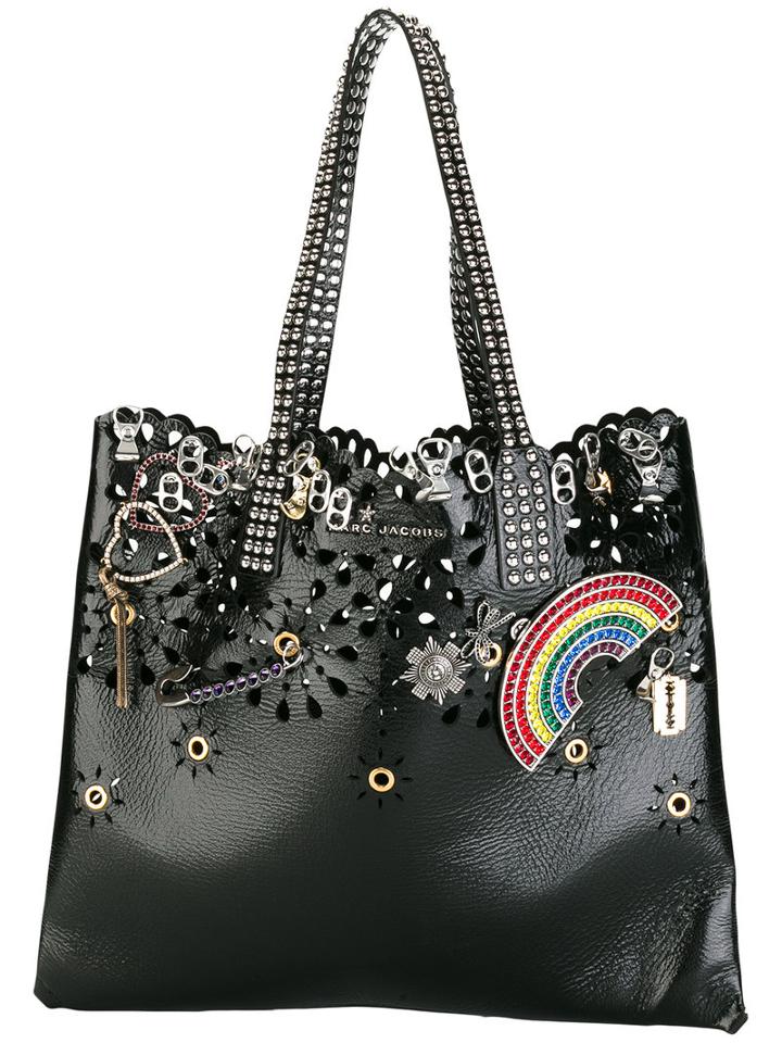 Marc Jacobs Embellished Wingman Shoulder Bag, Women's, Black, Patent Leather/brass/metal/glass