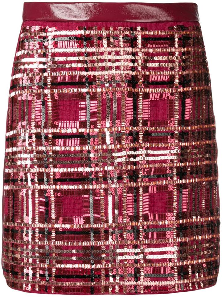 Elisabetta Franchi Sequin Party Skirt - Red