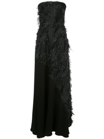 Noon By Noor Fringed Strapless Gown - Black