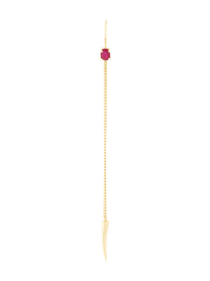Wouters & Hendrix Gold 18kt Gold And Ruby Long Earring - Metallic