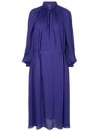 Tibi Viscose Georgette Midi Drawstring Dress - Purple