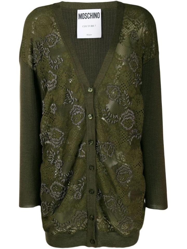 Moschino Floral Bead Embroidered Cardigan - Green