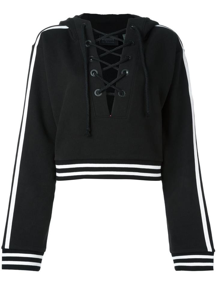 Puma Puma X Rihanna Laced Sweatshirt, Women's, Size: Large, Black, Cotton/polyester