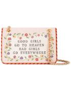Moschino 'good Girls Go To Heaven' Shoulder Bag, Women's, Pink/purple, Calf Leather/cotton/viscose/leather