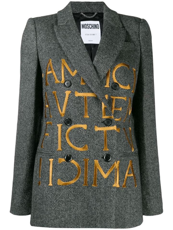 Moschino Contrast Double-breasted Blazer - Black