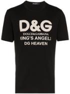 Dolce & Gabbana King's Angels Logo Print Cotton T Shirt - Black