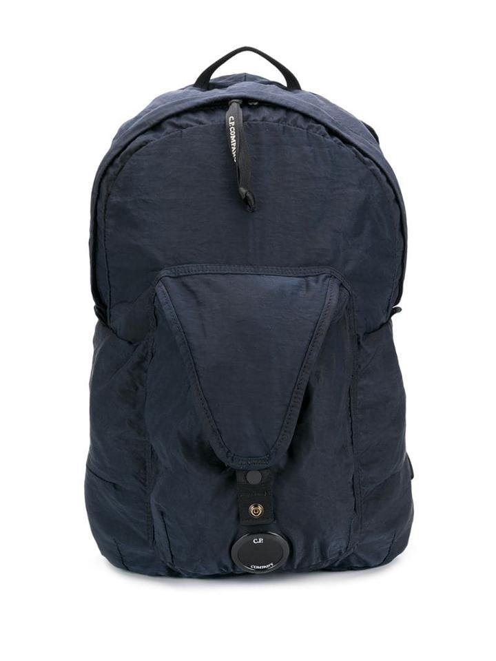 Cp Company Logo Zipped Backpack - Blue