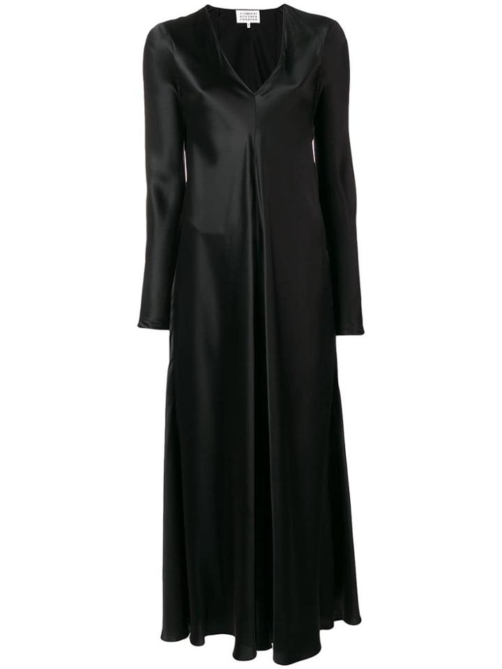 Maison Margiela Silk V-neck Gown - Black
