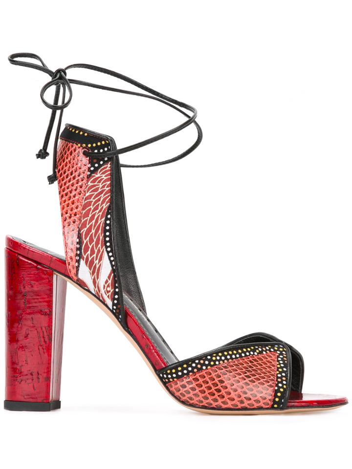 Jean-michel Cazabat Snakeskin Effect Sandals - Red