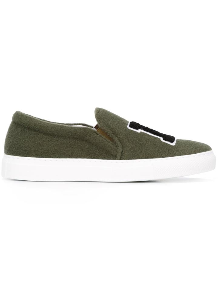 Joshua Sanders Patched Slip On Sneakers - Green
