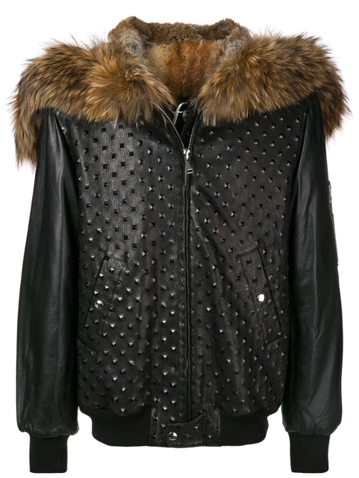 Furs66 Bruca Fur Hood Jacket - Black