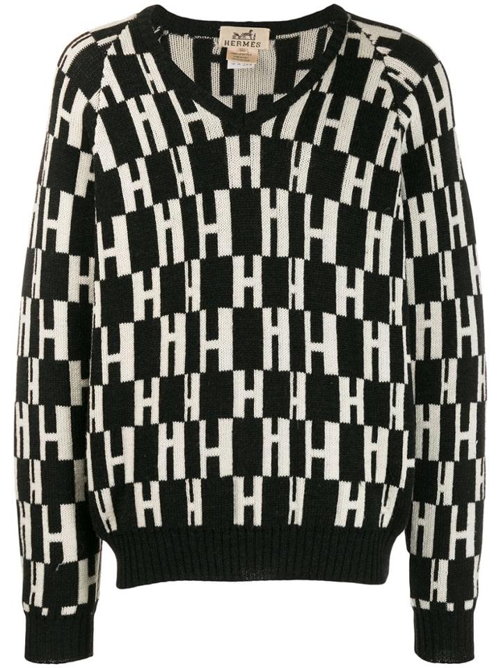 Hermès Pre-owned 1980's H Logo Jumper - Black