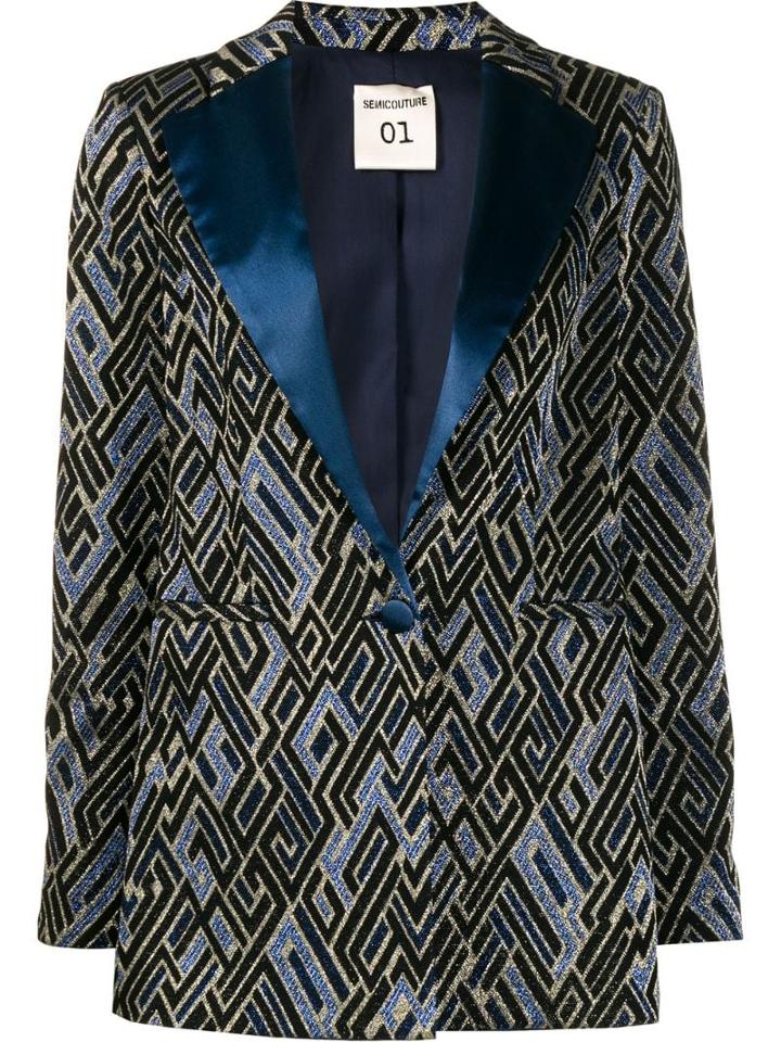 Semicouture Metallic Patterned Blazer - Black