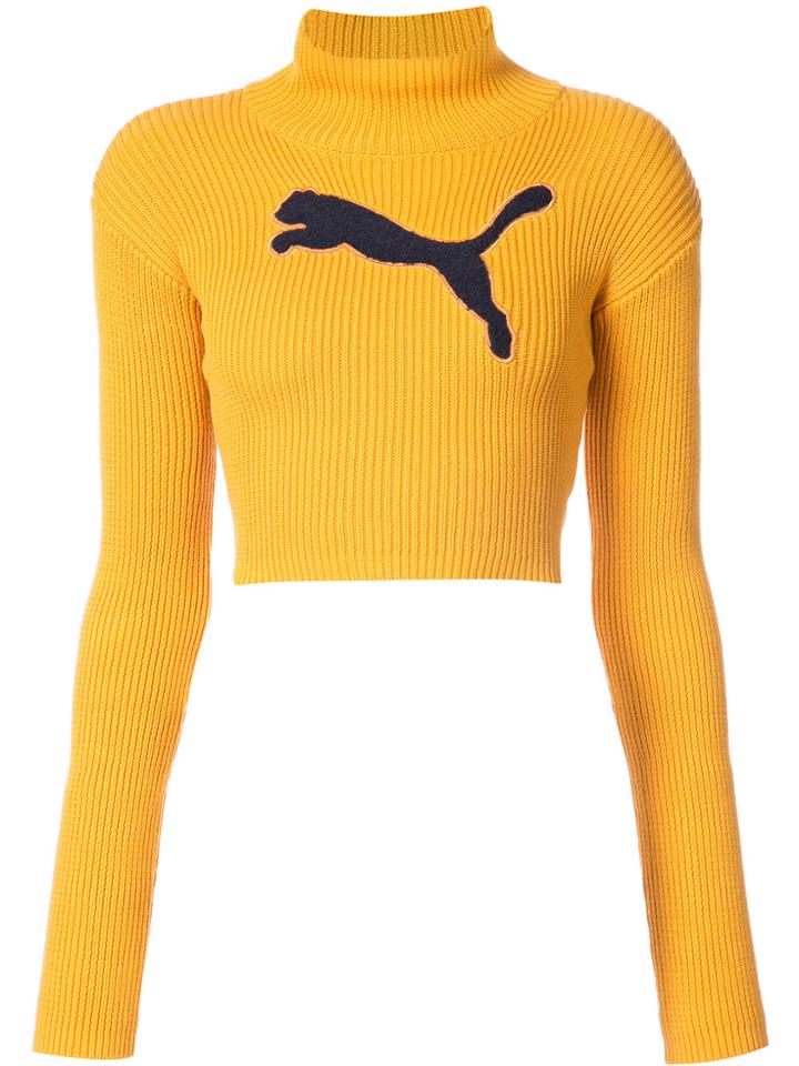 Fenty X Puma Cropped Logo Turtleneck Jumper - Yellow & Orange