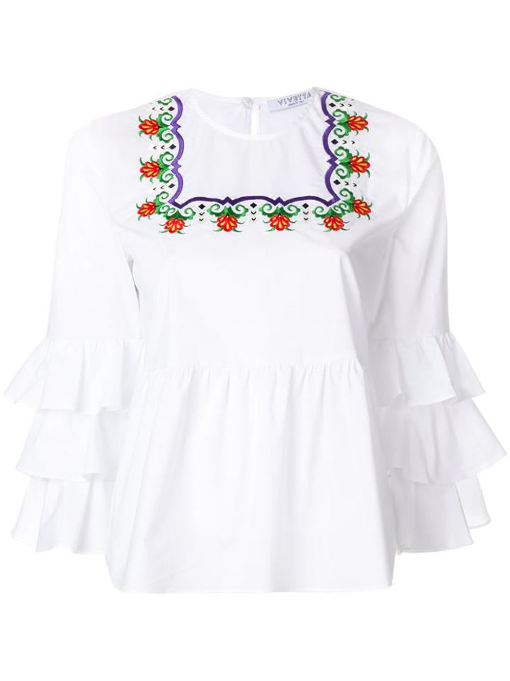 Vivetta Embroidered Ruffle Blouse - White
