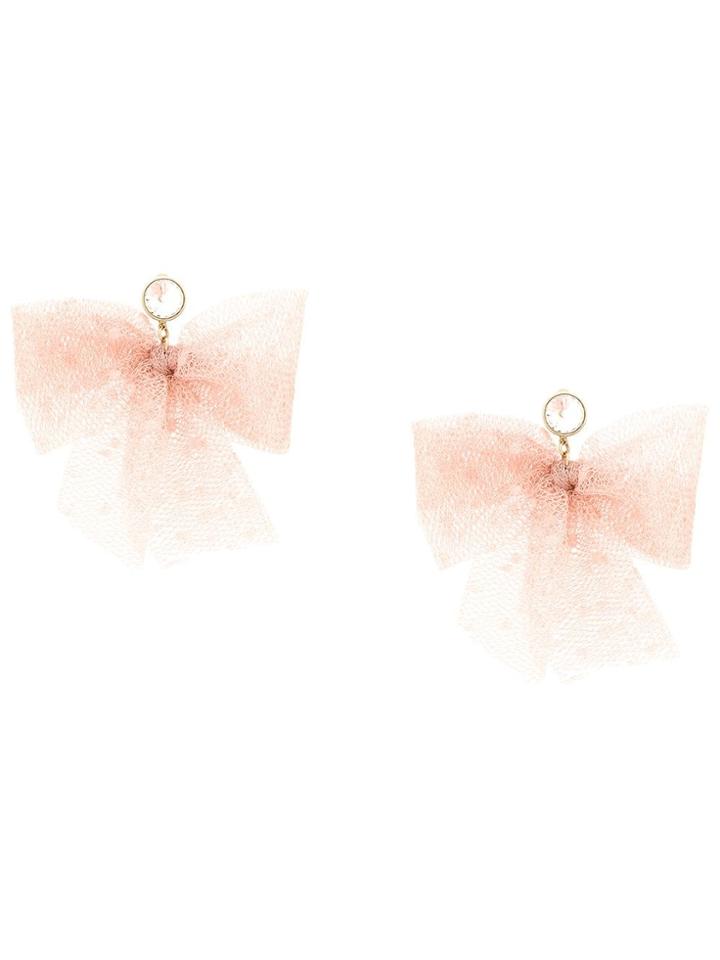 Red Valentino Red(v) Point D'esprit Bow Earrings - Neutrals