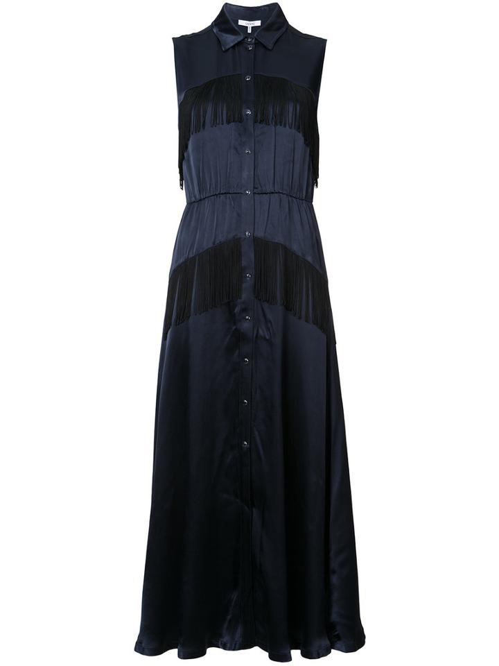 Ganni - Fringed Midi Shirt Dress - Women - Viscose - 40, Blue, Viscose