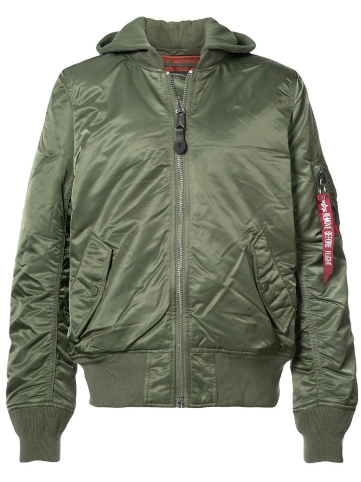 Alpha Industries Zipped Bomber Jacket - Green