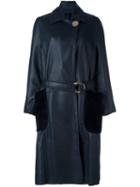 Petar Petrov Belted Shearling Long Coat