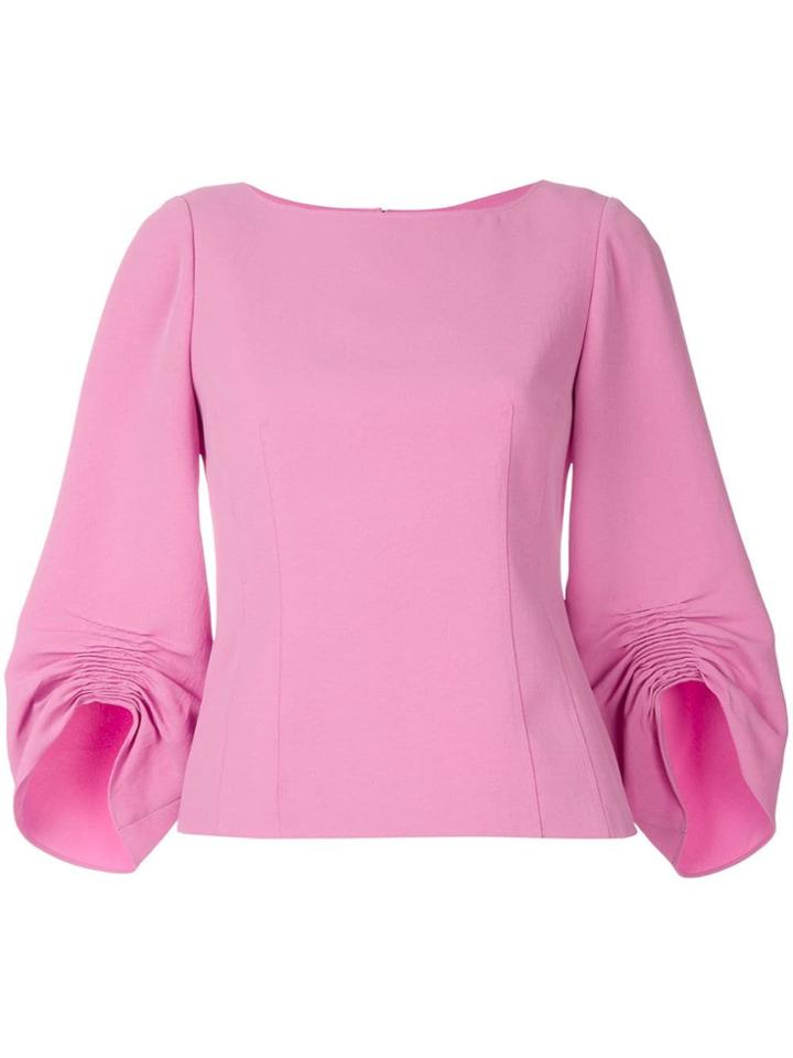Tibi Ruched Sleeve Blouse - Pink