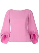 Tibi Ruched Sleeve Blouse - Pink