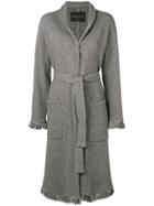 Fabiana Filippi Fringed Edge Belted Coat - Grey