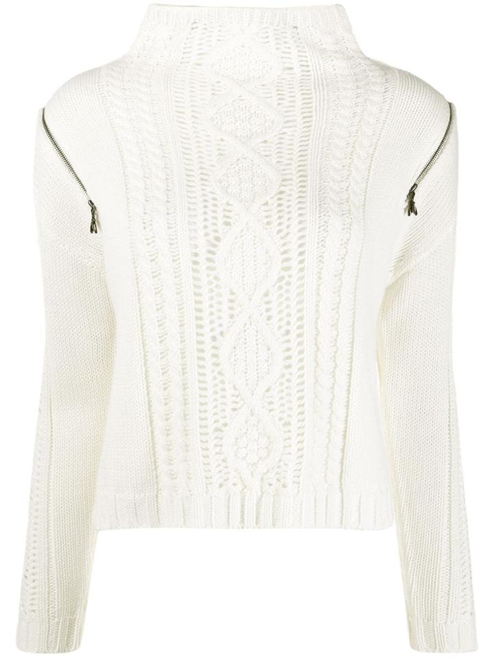 Patrizia Pepe Zipped Sleeve Jumper - White