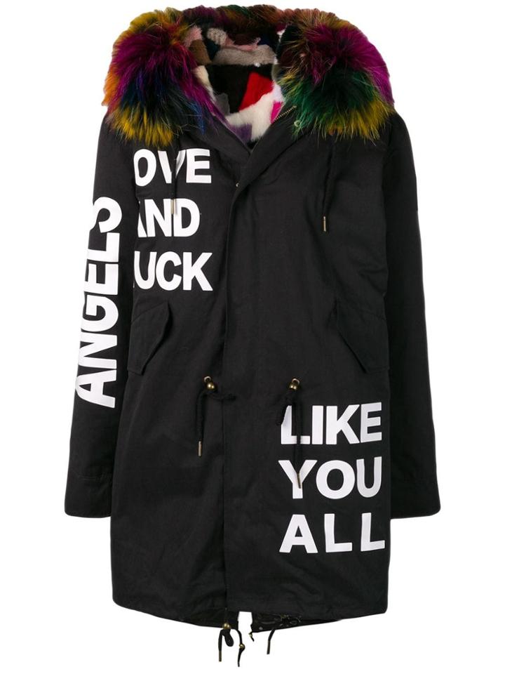 Liska Printed Midi Parka - Black