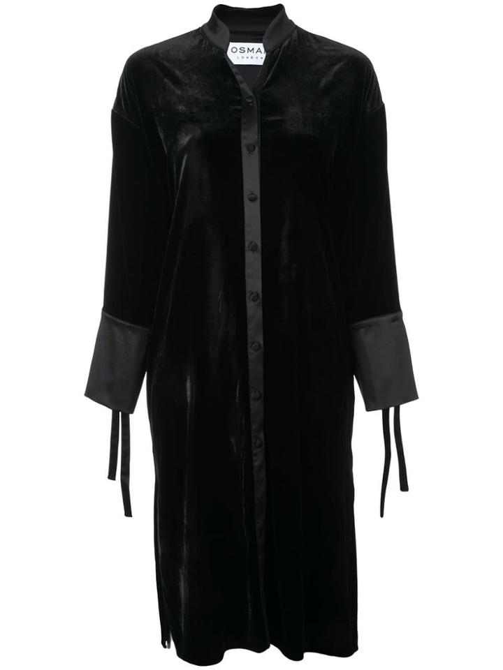 Osman Velvet Shirt Dress - Black