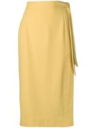 Alexa Chung Midi Skirt With Side Knot - Yellow