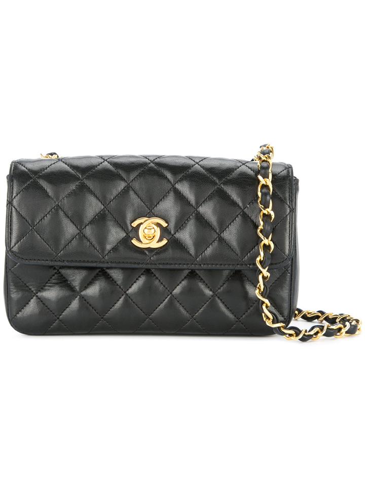 Chanel Vintage Turn-lock Straight Flap Chain Bag - Black