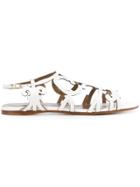 Hermès Vintage Laser Cut Flat Sandals - White