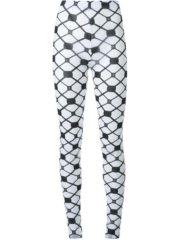 Ktz Fishnet Print Leggings, Women's, Size: Large, White, Rayon