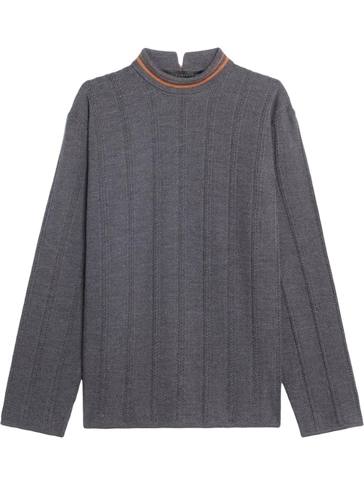 Mackintosh Grey & Orange Cotton Blend V-neck Sweater