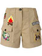 Love Moschino - Patch Cargo Shortd - Women - Cotton/linen/flax/spandex/elastane - 46, Nude/neutrals, Cotton/linen/flax/spandex/elastane