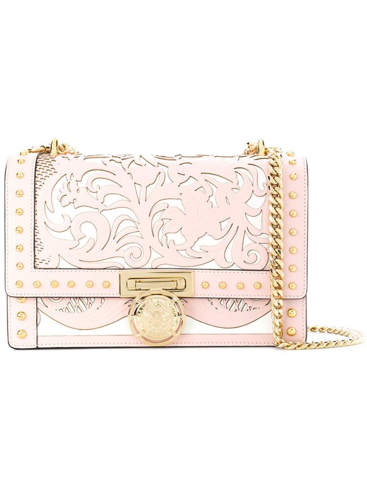 Balmain Cutout Coin Buckle Shoulder Bag - Pink & Purple