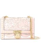 Balmain Cutout Coin Buckle Shoulder Bag - Pink & Purple