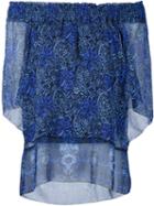 Elie Tahari Printed Off-shoulder Blouse, Women's, Size: Medium, Blue, Acetate