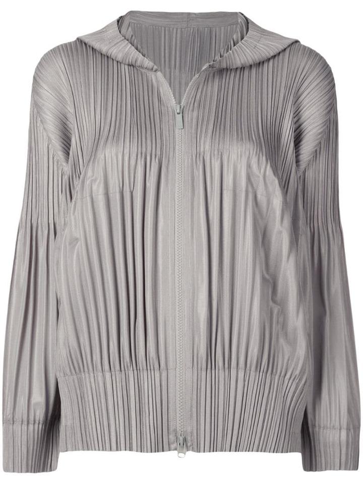 Pleats Please By Issey Miyake Fluffy Basics Pleated Hoodie - Grey