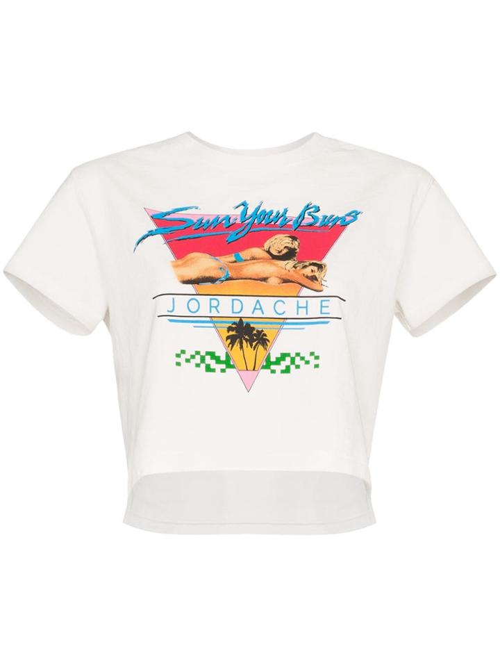 Jordache Sun Your Buns Cropped T-shirt - White