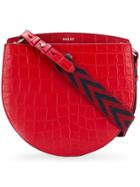 Bally Croco Embossed Shoulder Bag - Red