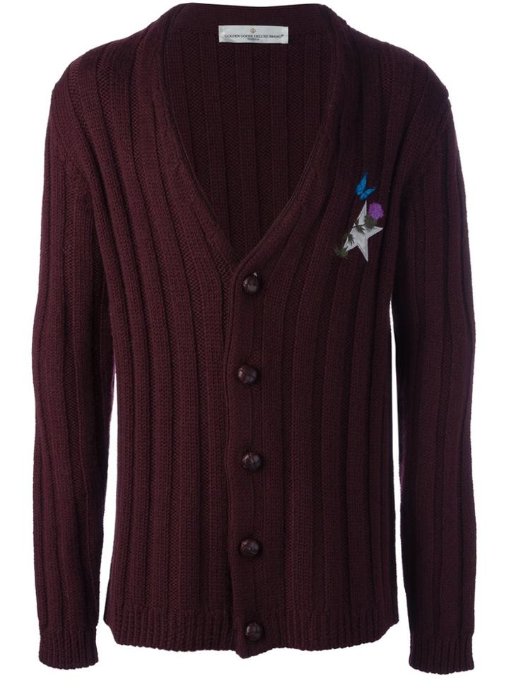 Golden Goose Deluxe Brand Ribbed Cardigan - Pink & Purple
