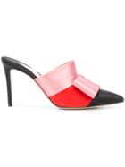 Paul Andrew Colour Block Bow Mules - Pink & Purple