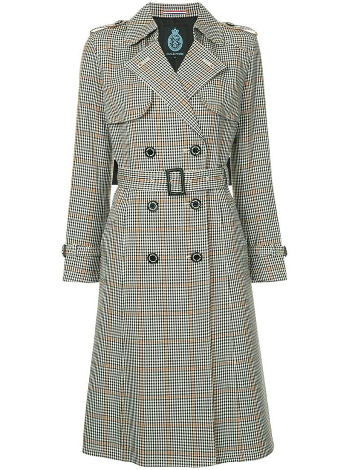 Guild Prime Check Double Breasted Trench Coat - Multicolour