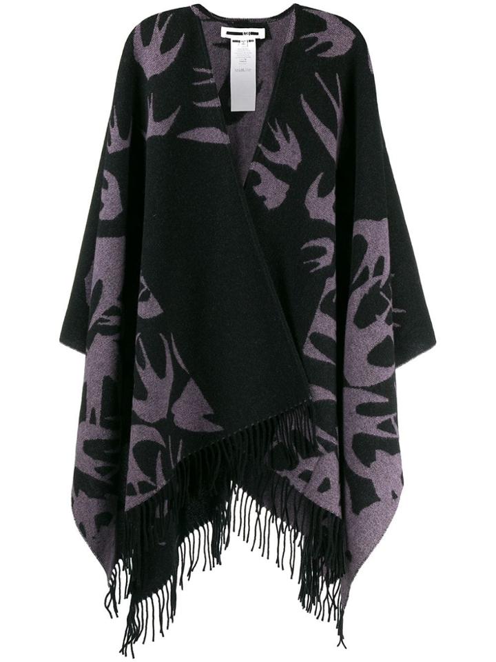 Mcq Alexander Mcqueen Swallow Jacquard Poncho - Black