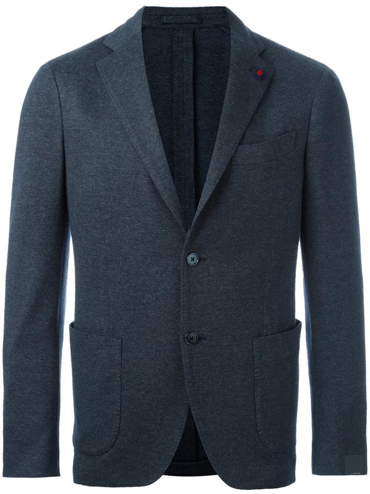 Lardini Patch Pocket Blazer, Men's, Size: 56, Blue, Cotton/cupro/viscose/wool